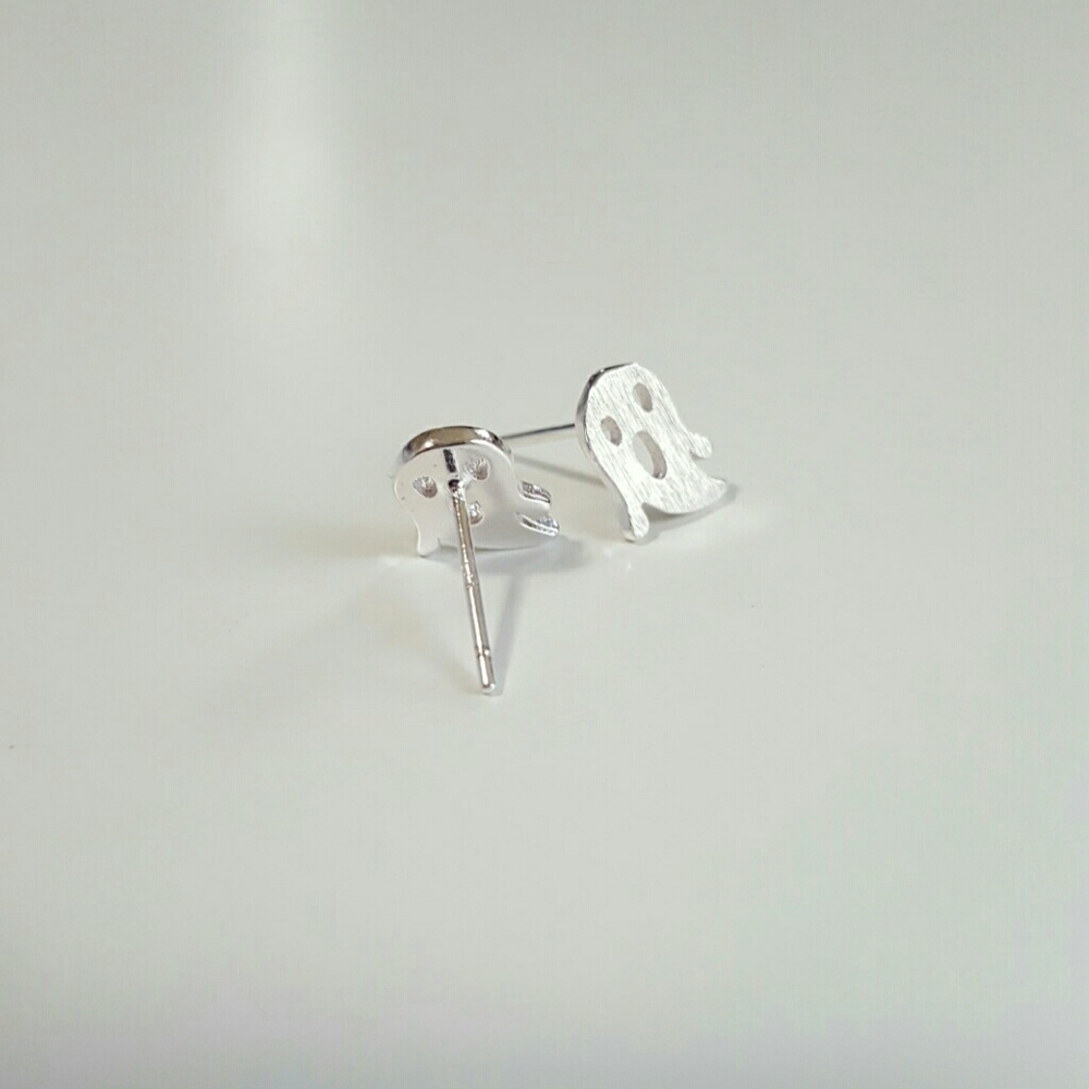 Silver Halloween Spooky Ghost Earrings costume holiday celebration Post - Picture 3 of 3